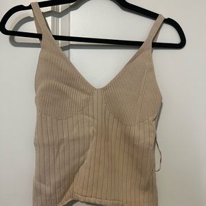 Zara Beige/Sand Strappy Knit Top Medium